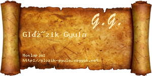 Glózik Gyula névjegykártya